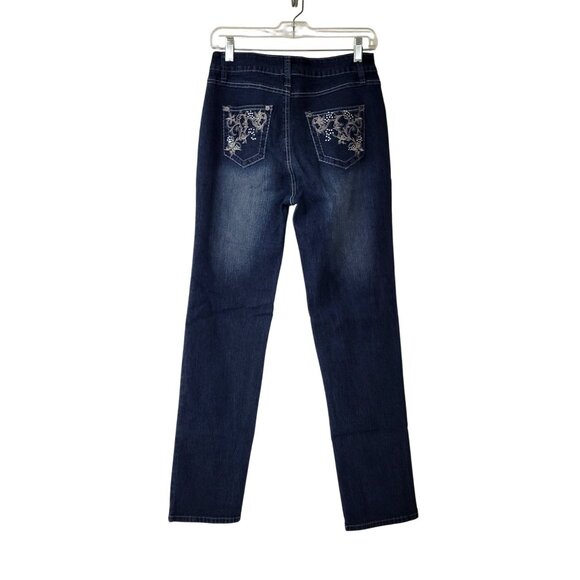 Roz & Ali Denim - Roz & Ali Embroidered Pocket Straight Leg Jeans